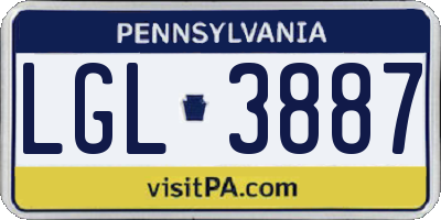 PA license plate LGL3887