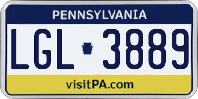 PA license plate LGL3889