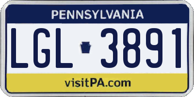PA license plate LGL3891