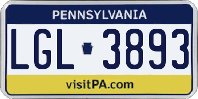 PA license plate LGL3893