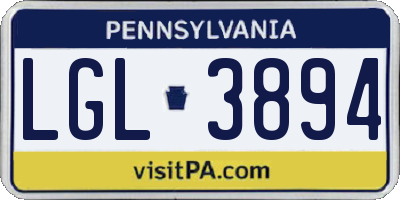 PA license plate LGL3894