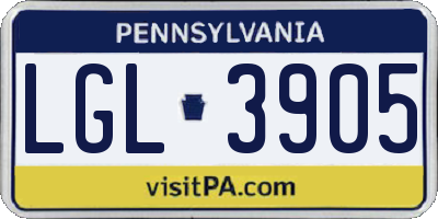 PA license plate LGL3905