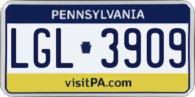 PA license plate LGL3909