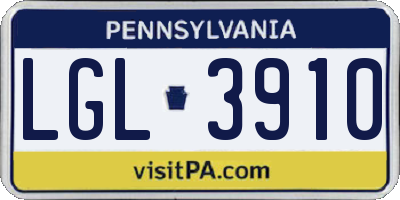PA license plate LGL3910