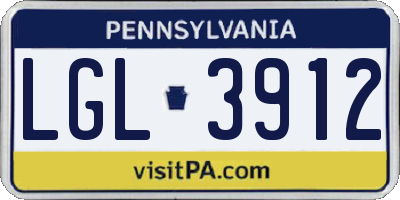 PA license plate LGL3912