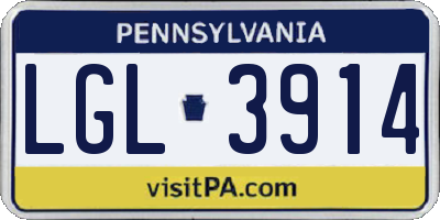 PA license plate LGL3914