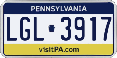 PA license plate LGL3917