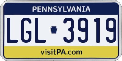 PA license plate LGL3919
