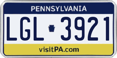 PA license plate LGL3921