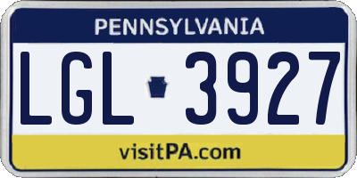 PA license plate LGL3927