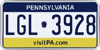 PA license plate LGL3928