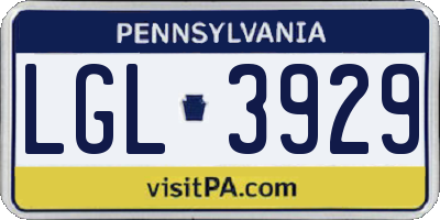 PA license plate LGL3929
