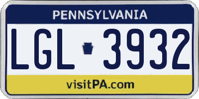 PA license plate LGL3932