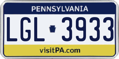 PA license plate LGL3933