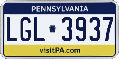 PA license plate LGL3937