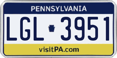 PA license plate LGL3951