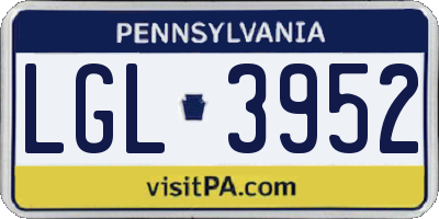 PA license plate LGL3952