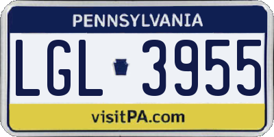 PA license plate LGL3955