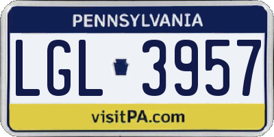 PA license plate LGL3957