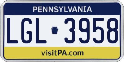 PA license plate LGL3958