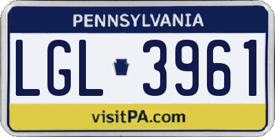 PA license plate LGL3961
