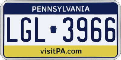 PA license plate LGL3966