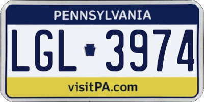 PA license plate LGL3974