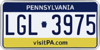 PA license plate LGL3975