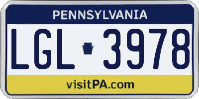 PA license plate LGL3978