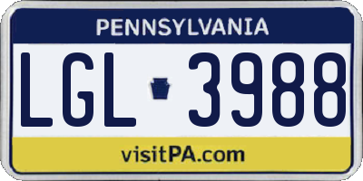 PA license plate LGL3988