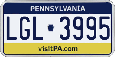 PA license plate LGL3995