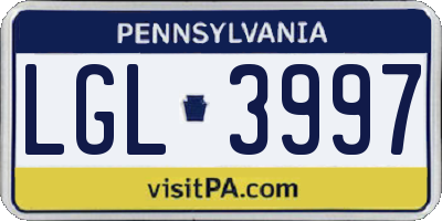 PA license plate LGL3997
