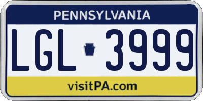PA license plate LGL3999