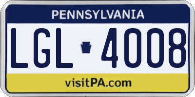 PA license plate LGL4008