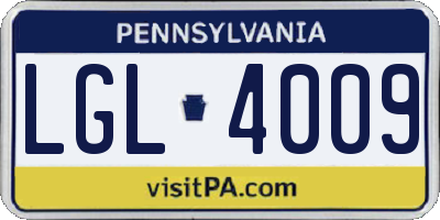 PA license plate LGL4009