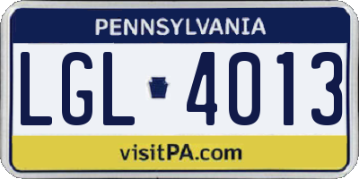 PA license plate LGL4013