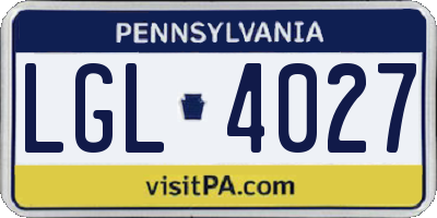 PA license plate LGL4027