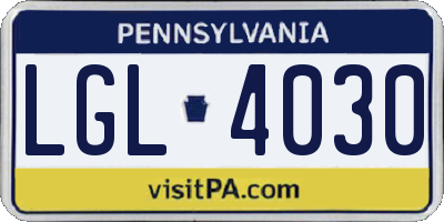 PA license plate LGL4030
