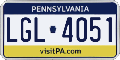 PA license plate LGL4051