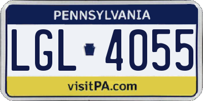 PA license plate LGL4055