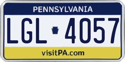 PA license plate LGL4057