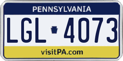 PA license plate LGL4073