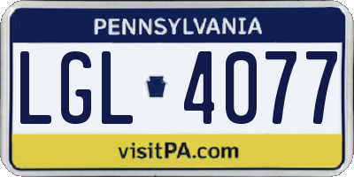 PA license plate LGL4077