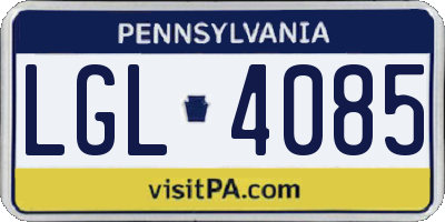 PA license plate LGL4085