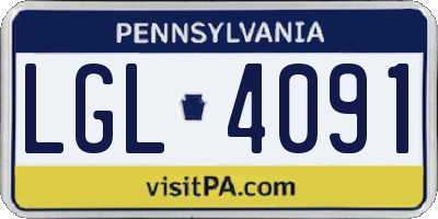 PA license plate LGL4091