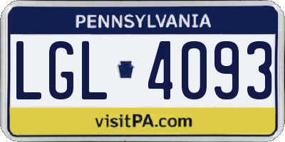 PA license plate LGL4093