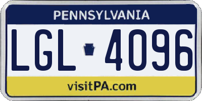 PA license plate LGL4096