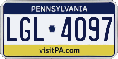 PA license plate LGL4097