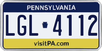 PA license plate LGL4112