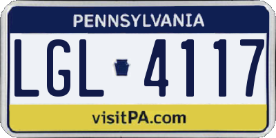 PA license plate LGL4117